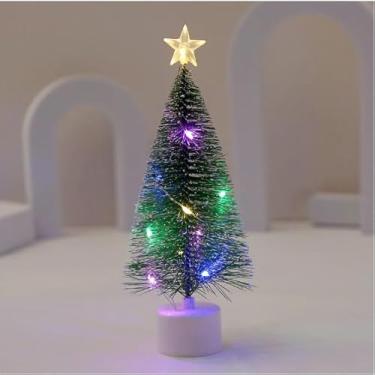 Imagem de Mini Arvore De Natal Pisca Led Pinheirinho Colorido Estrela Enfeite Decoração Natalina Para Mesa Iluminada Pinheiro
