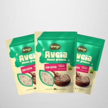 Imagem de Kit 3x Aveia Flocos Grossos sem Glúten 200G Grings