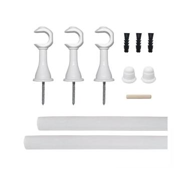 Imagem de Kit Varão Suporte Simples Cortina Ponteira 19Mmx4M Branco