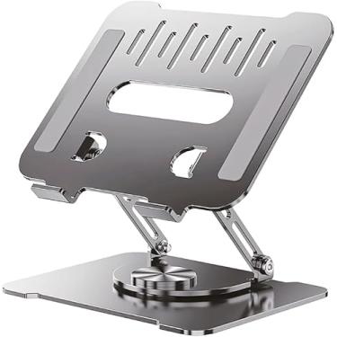 Imagem de Suporte para Notebook Ajustável Base Giratória 360º Apoio Dobrável Laptop até 17 Polegadas Resistente Estável Ergonômico Articulado Portátil de Mesa em Metal
