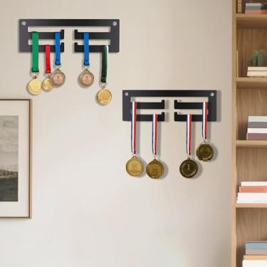 Imagem de Fxvhojq Suporte de exibição de medalha de acrílico de camada dupla para pendurar na parede para instituições educacionais de escritório doméstico