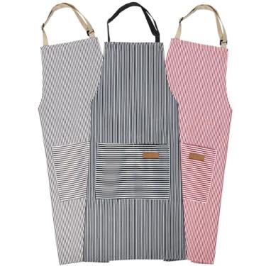 Imagem de Avental ajustável Aventais de cozinha de algodão Avental ajustável com babador ajustável Avental macio de chef com 2 bolsos para homens e mulheres