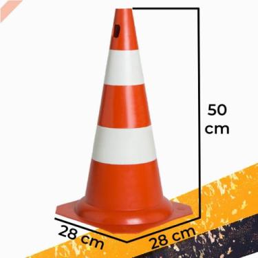 Imagem de Cone Rigido 50cm Laranja/branco area de risco isolar seguranca - plast