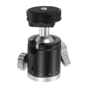 Imagem de PATIKIL Mini cabeça esférica de 1/10.2 cm com sapata fria, parafuso giratório de 360°, suporte de tripé, cabeça esférica panorâmica, adaptador de base para câmera DSLR acessório de fotografia para luz