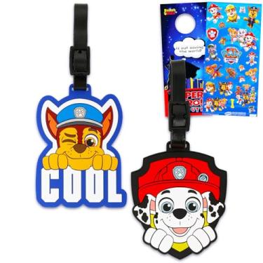 Imagem de Paw Patrol Conjunto de presente de etiqueta de bagagem - Pacote com 2 etiquetas colecionáveis de mala Chase and Marshall, acessórios de moda e adesivos | Acessórios de viagem Paw Patrol para