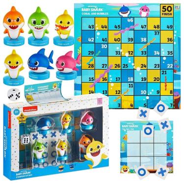 Imagem de Baby Shark Game Board Set Tic-Tac-Toe Chutes & Ladders Crianças