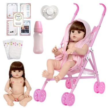 Imagem de Bebe Reborn Princesa Recem Nascida Fofa + Carrinho + Enxoval - Cegonha