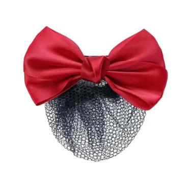 Imagem de Fitas de cabelo de crochê, rede de coque de crochê, pérolas, pingente, clipes de mola, rede de cabelo retrô, coque de cabelo, escritório, gravata presilha