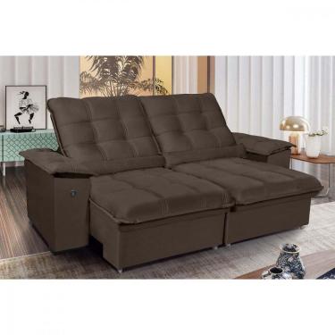 Imagem de Sofá 3 Lugares Retrátil Reclinável 200cm com USB Veludo Canadá Requinte