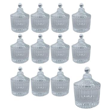 Imagem de Kit 12 Mini Potiche Pote Bomboniere Baleiro De Vidro Velas