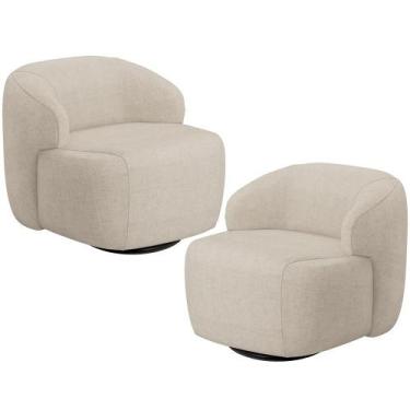 Imagem de Kit 02 Poltronas Decorativa Orgânica Giratória Para Sala Living Barolo