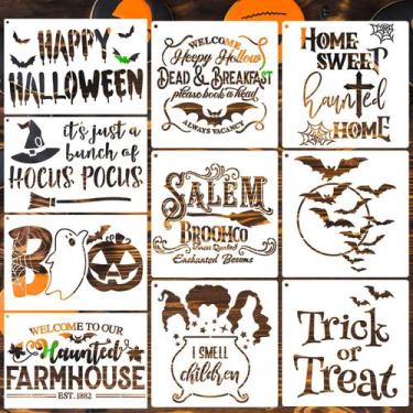 Imagem de Estênceis de Halloween zosylley para pintura em madeira 30x20cm