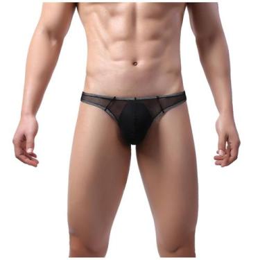 Imagem de Roupa interior sexy masculina cueca de malha respirável cintura média 