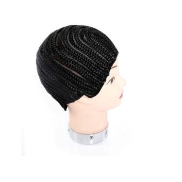 Imagem de Touca Trançada Para Confecção De Peruca Box Braids Cor Preta
