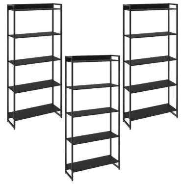 Imagem de Kit 3 Estantes Multiuso Escritório Industrial 5 Prateleiras Areta 186x