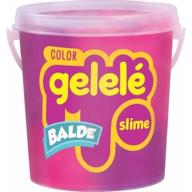 Imagem de Balde Slime Color Gelelé Doce Brinquedo 457G 2 Cores Rosa E