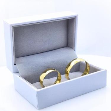 Imagem de Par de Alianças de Ouro 18k Meia Cana Anatômica Personalizadas - Confo