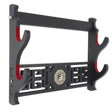 Imagem de Suporte de parede acolchoado Eforlife, suporte de espada samurai, suporte de Katana, suporte de espada, rack chinês estilo tai Chi bagua, 2-Tier