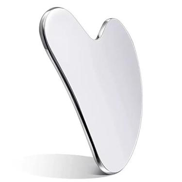 Imagem de Placa Gua Sha Inox 95g com Capa – Massagem Facial, Skincare, Antirugas e Drenagem Linfática(1)