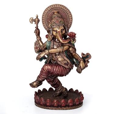 Imagem de Veronese Design Estátua de resina fundida a frio Ganesha Dançante Ganesha Deus Hindu Ídolo Frio Acabamento Bronze