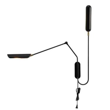 Imagem de Luminária de parede com braço giratório Ajustável com plugue Luminária de parede Braço longo 2 chamas para ambientes internos com interruptor Lâmpada industrial vintage Luminária de cabeceir