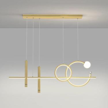 Imagem de Lustre moderno de tira LED regulável - Luminária suspensa de teto para mesa de jantar, personalidade, ilha de cozinha, luz pendente ajustável, decoração para casa, luminária suspensa, decora