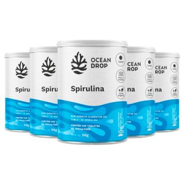 Imagem de Kit 5 Spirulina Ocean Drop Vegana 240 Tabletes
