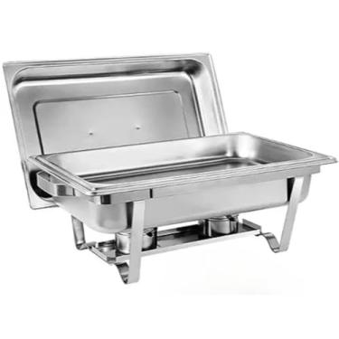 Imagem de Rechaud Inox Redondo 6 Litros Banho Maria Aquecedor Alimento aço inox litros Aço Inox6 (rectângulo-1 DIVISÓRIA)