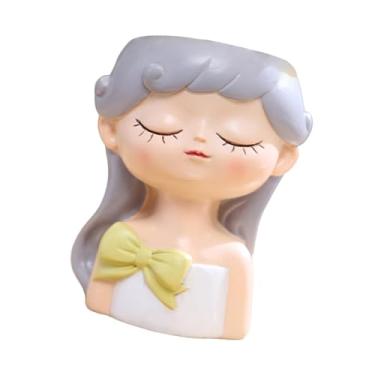 Imagem de Whtkoph Vaso de Flores para Meninas, Vaso de Resina para Plantas, Enfeite, Presente, Vaso de Flores, Recipiente para Plantas para Interior E Exterior, Jardim, Style C, Tamanho real