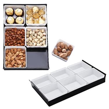 Imagem de Bandeja de servir de plástico, bandeja de saborear com tigelas removíveis, pratos divididos para frutas, vegetais, lanches, aperitivos, batatas fritas, B