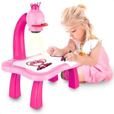 Imagem de Mesa infantil Projetora p/Desenhar na cor Rosa + Acessórios