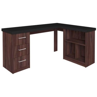 Imagem de Mesa Para Escritório Escrivaninha Home Office Mali A02 Preto Ipê - Lyam Decor