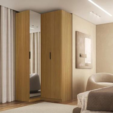 Imagem de Guarda Roupa de Canto 3 Portas 1 Espelho Altezza Clean Belmax, Freijó