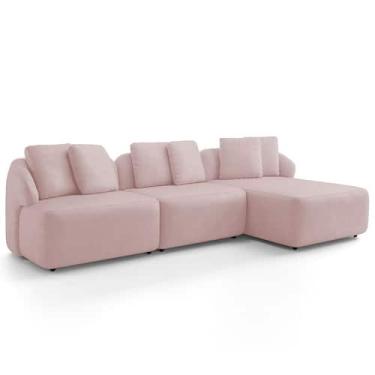 Imagem de Sofá 3 Lugares com Chaise Direito Sala Living 254cm Arlo F04 Veludo Ro
