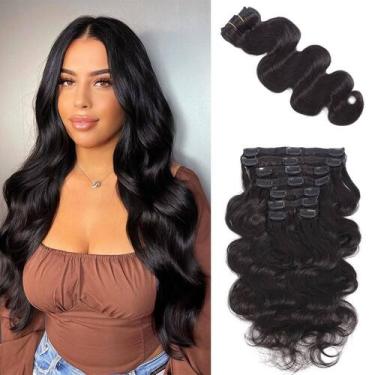 Imagem de Extensões de cabelo AIWET Body Wave Clip em 120 g 16" 8 unidades 12A