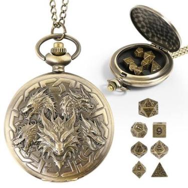 Imagem de Conjunto de dados D&D banloga com estojo de relógio de bolso, 7 peças 