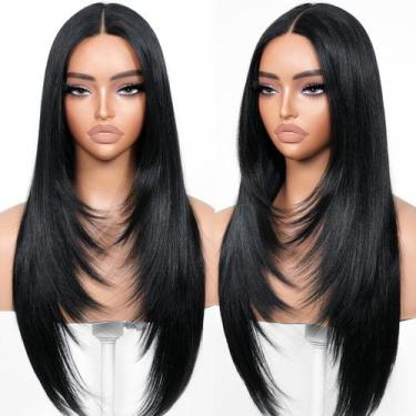 Imagem de Peruca BrownBomb preta Wear and Go, sem cola, 66 cm de comprimento, em