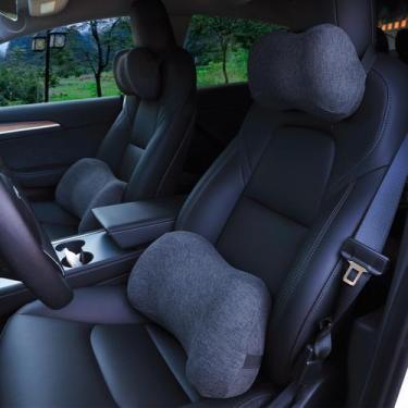 Imagem de Kit de almofada de apoio lombar e travesseiro de pescoço de carro Raor