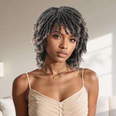 Imagem de Suntefic Peruca Dreadlock Para Mulheres E Homens Negros, Curta, Afro, Com Torção, Mechas Falsas, Trançadas, Sem Cola, Sintética, Cacheada (T1B/27, 12")