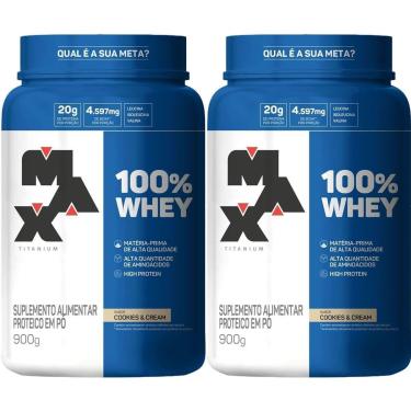 Imagem de Kit 2X 100% Whey - 900g Cookies e Cream - Max Titanium-Masculino