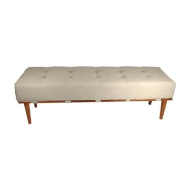 Imagem de Banco Decorativo Recamier Lounge para Sala e Quarto em Linho 140cm (Bege Claro)