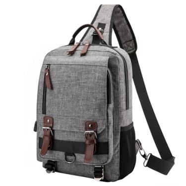 Imagem de El-fmly Bolsa mensageiro transversal de lona para homens e mulheres mochila tiracolo mochila de viagem, Cinza - 03, Large-(Water Resistant), Bolsa tiracolo carteiro