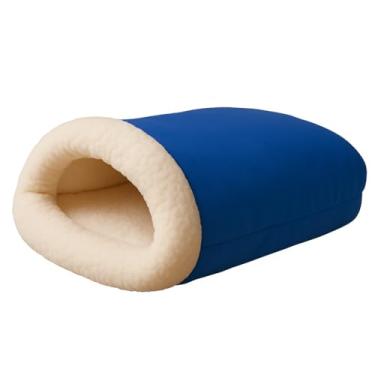 Imagem de Cama Toca Para Gatos Saco De Dormir Ultra Macio Com Sherpa Pelúcia Toquinha Confortável(AZUL BIC)
