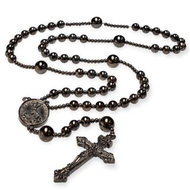 Imagem de Rosário de aço inoxidável sólido original da Primeira Guerra Mundial Sete Sorrow Católica, Medium, Metal, Sem Pedra Preciosa
