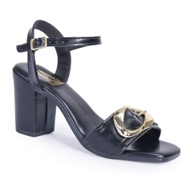 Imagem de Sandalia Feminina Salto Alto Fivela Festa Elegante Moderna Confortável Via Angel 10001 (Preto, BR, Adulto, Numérico, 34)