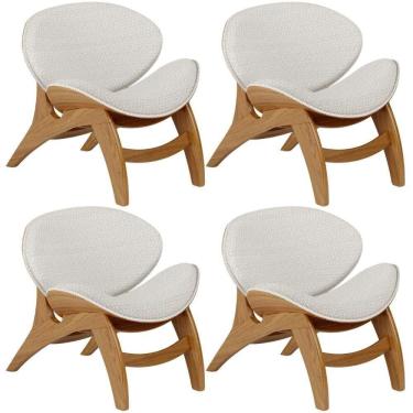 Imagem de Kit 4 Poltronas Decorativa Orgânica Sala Living Kadosh L02 Bouclê Cru- Lyam Decor
