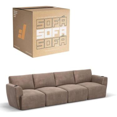 Imagem de Sofá 4 Lugares Sala De Estar em Tecido Suede Modular Damie Na Caixa, B