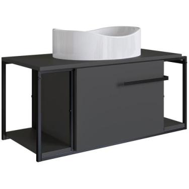 Imagem de Gabinete Susp E Cuba Marmore Sintetico P1019x941012 Grafite Branco Pp 