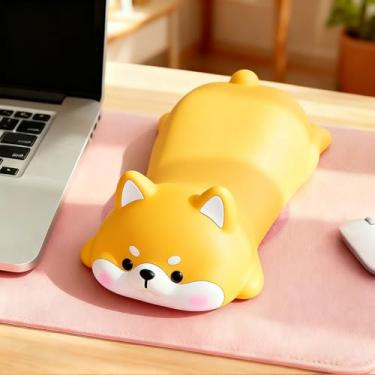 Imagem de Lindo mouse descanso de pulso mouse pad teclado computador apoio cotovelo pad adequado para laptops, mesas e material de escritório - amarelo Shiba Inu