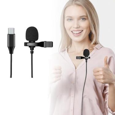 Imagem de Microfone de lapela Lavalier atualizado, microfone condensador omnidirecional para telefone 15-16, estúdio tipo C, vídeo, gravação